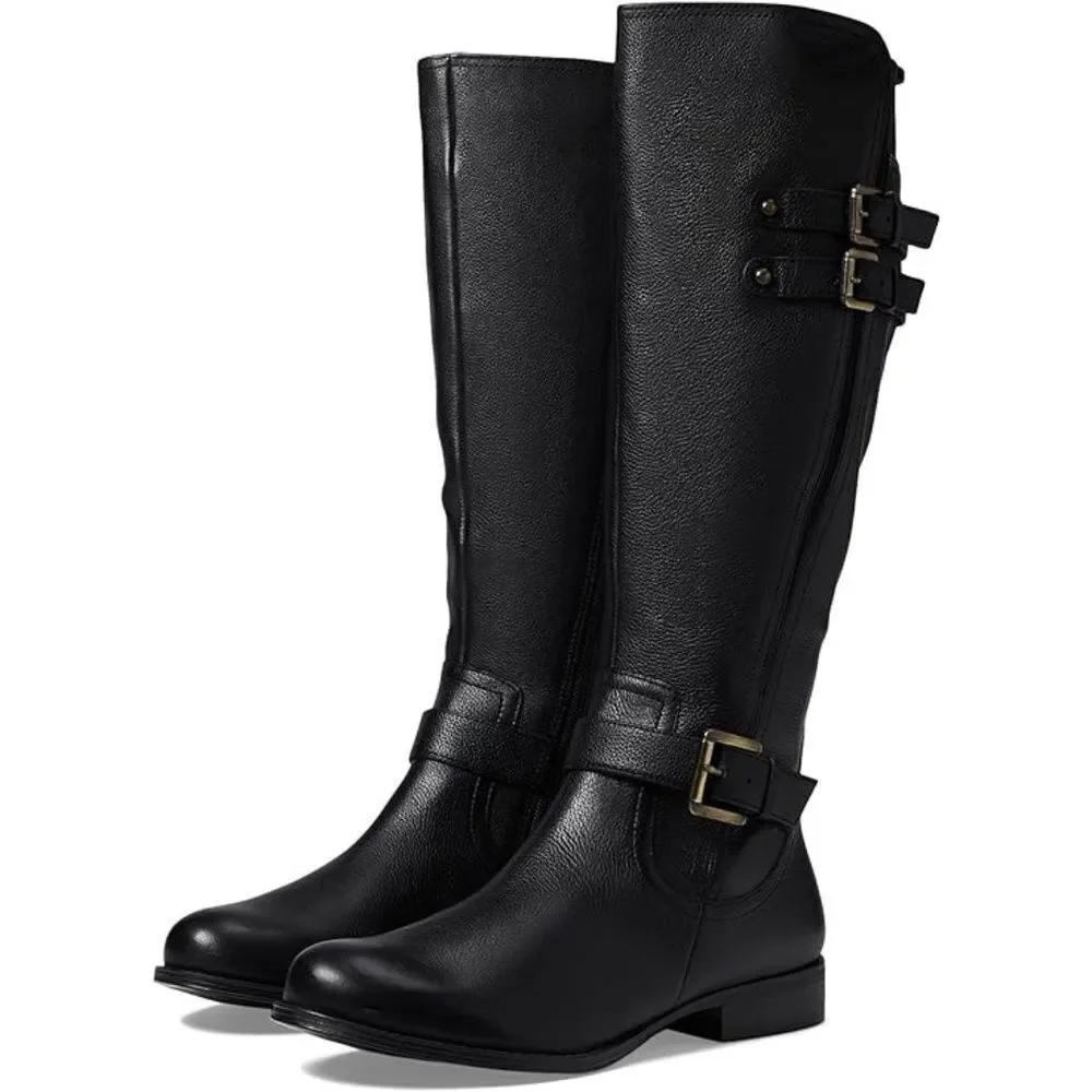 Naturalizer Jessie Black Leather Riding Boots Sz 12 WIDE WIDTH‎